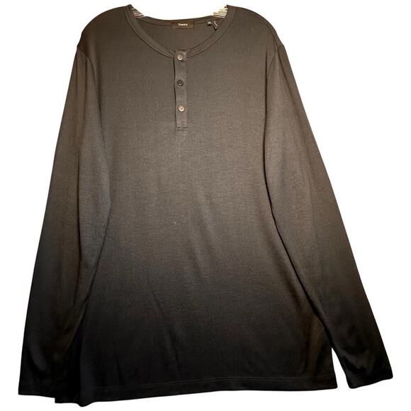 Theory Men's Snap Henley Black Modal Activate Jersey Sz XL Minimalist Casual EC - Picture 5 of 16